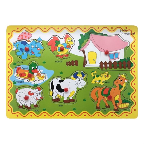 Bubu Ahşap Puzzle Evcil Hayvanlar, Çocuk Öğretici Puzzle Seti
