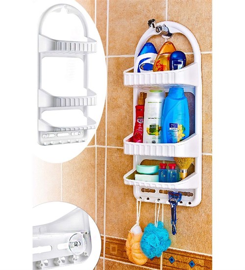 Duşa Asılabilir Şampuanlık Shower Caddy, Plastik 3 Katlı Şampuanlık