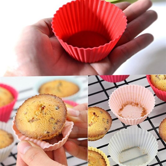 Yapışmaz Renkli Silikon Muffin Mini Kek Kalıbı 6'LI