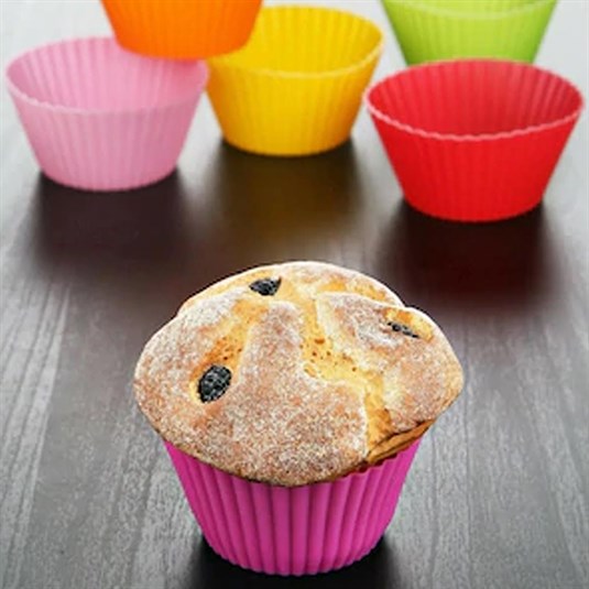 Yapışmaz Renkli Silikon Muffin Mini Kek Kalıbı 6'LI